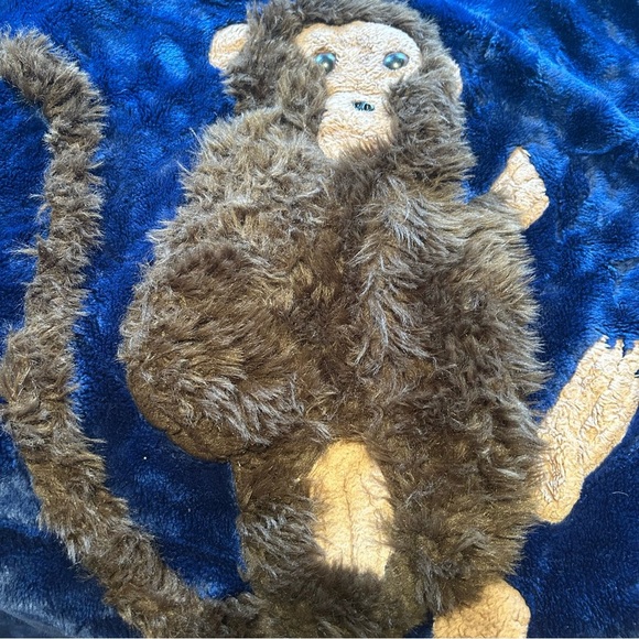 Cozy Blue Plush Blanket with Monkey Design 48" x 58" - Picture 3 of 6